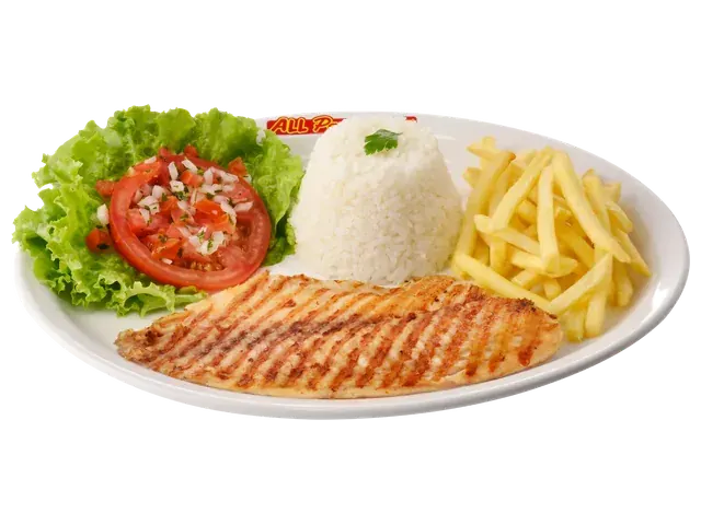 Fish Filet Grill, prato completo com acompanhamentos
