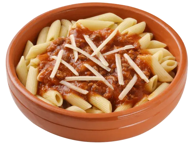 Penne All Bolonhesa, prato completo com acompanhamentos